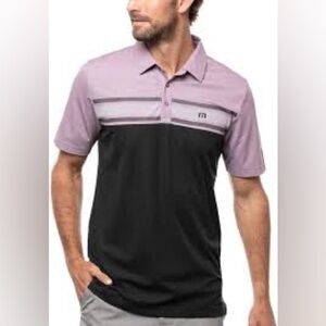 Travis Mathew Purple and Dark Blue We Have Fun Short Sleeve Polo Shirt Size: M
